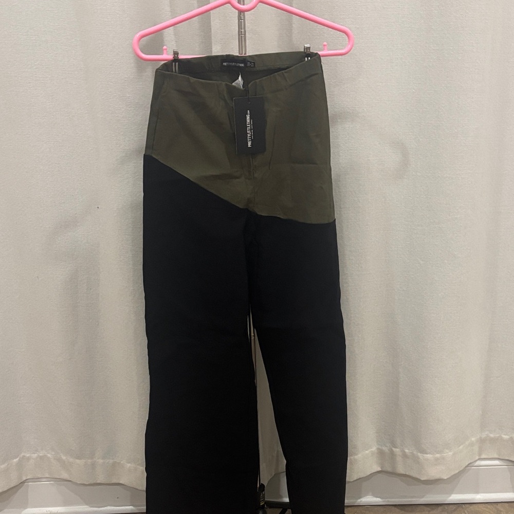 PrettyLittleThing Olive and Black Pants